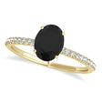 Black & White Diamond Accented Oval Shape Engagement Ring 18k Yellow Gold (2.00ct)