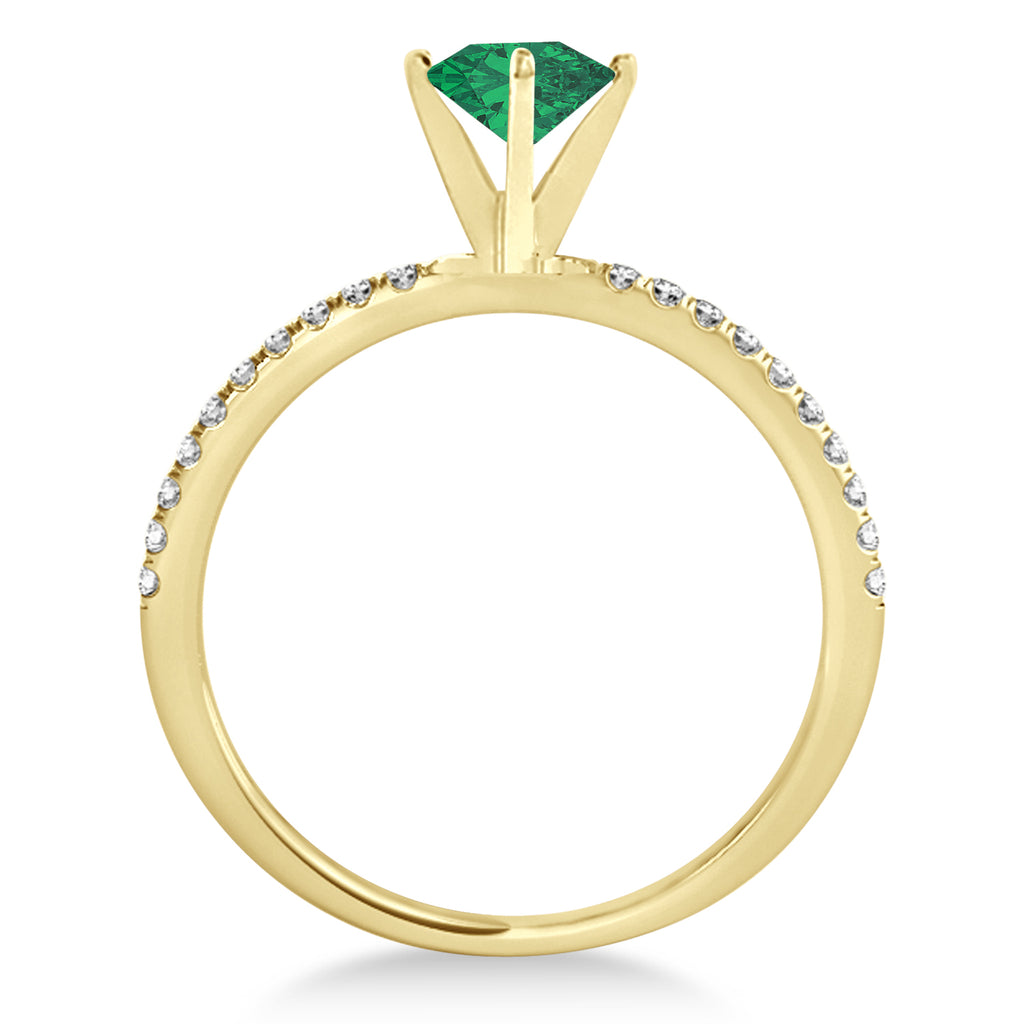 Emerald & Diamond Accented Oval Shape Engagement Ring 18k Yellow Gold (2.00ct)