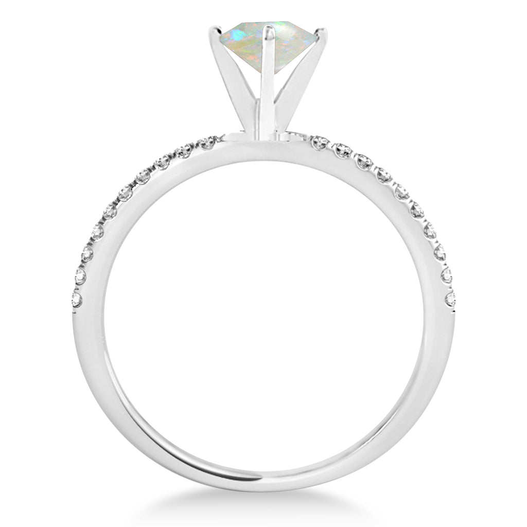 Opal & Diamond Accented Oval Shape Engagement Ring Palladium (2.00ct)