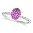 Pink Sapphire & Diamond Accented Oval Shape Engagement Ring Palladium (2.00ct)