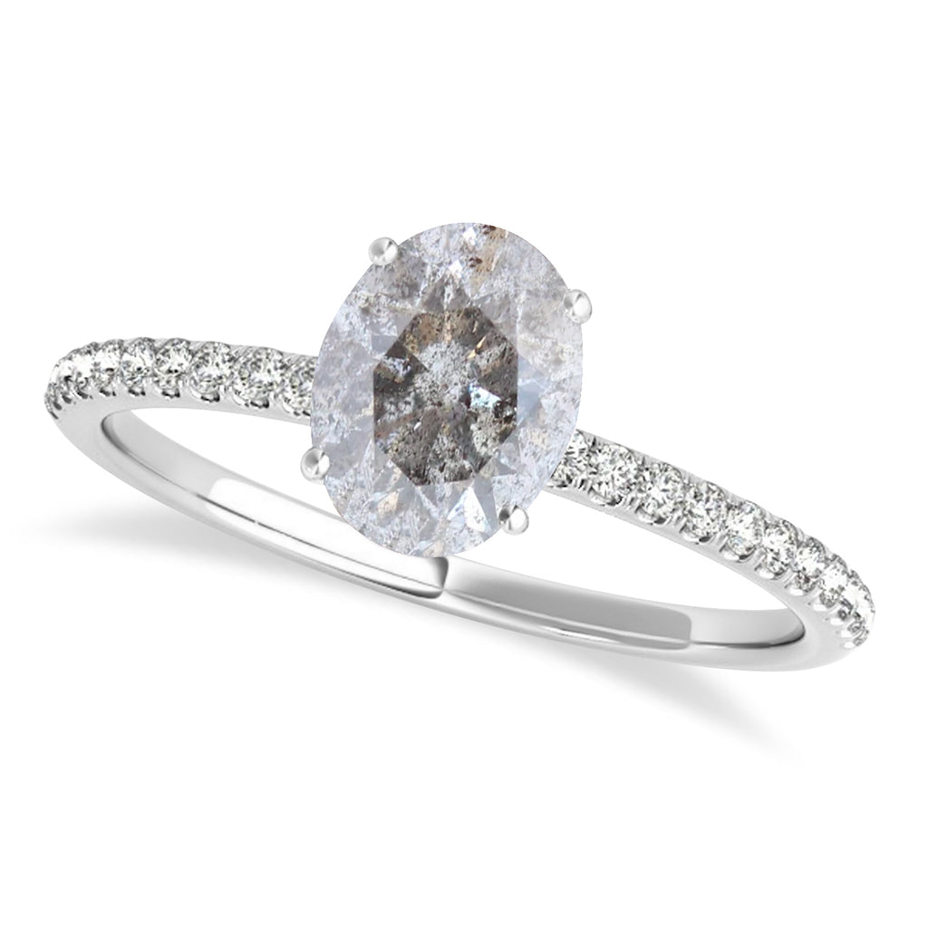 Oval Salt & Pepper Diamond Accented  Engagement Ring Palladium (2.00ct)