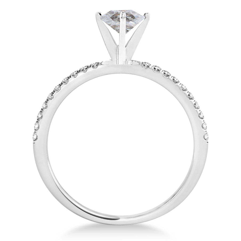 Oval Salt & Pepper Diamond Accented  Engagement Ring Palladium (2.00ct)