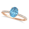Blue Topaz & Diamond Accented Oval Shape Engagement Ring 14k Rose Gold (2.50ct)