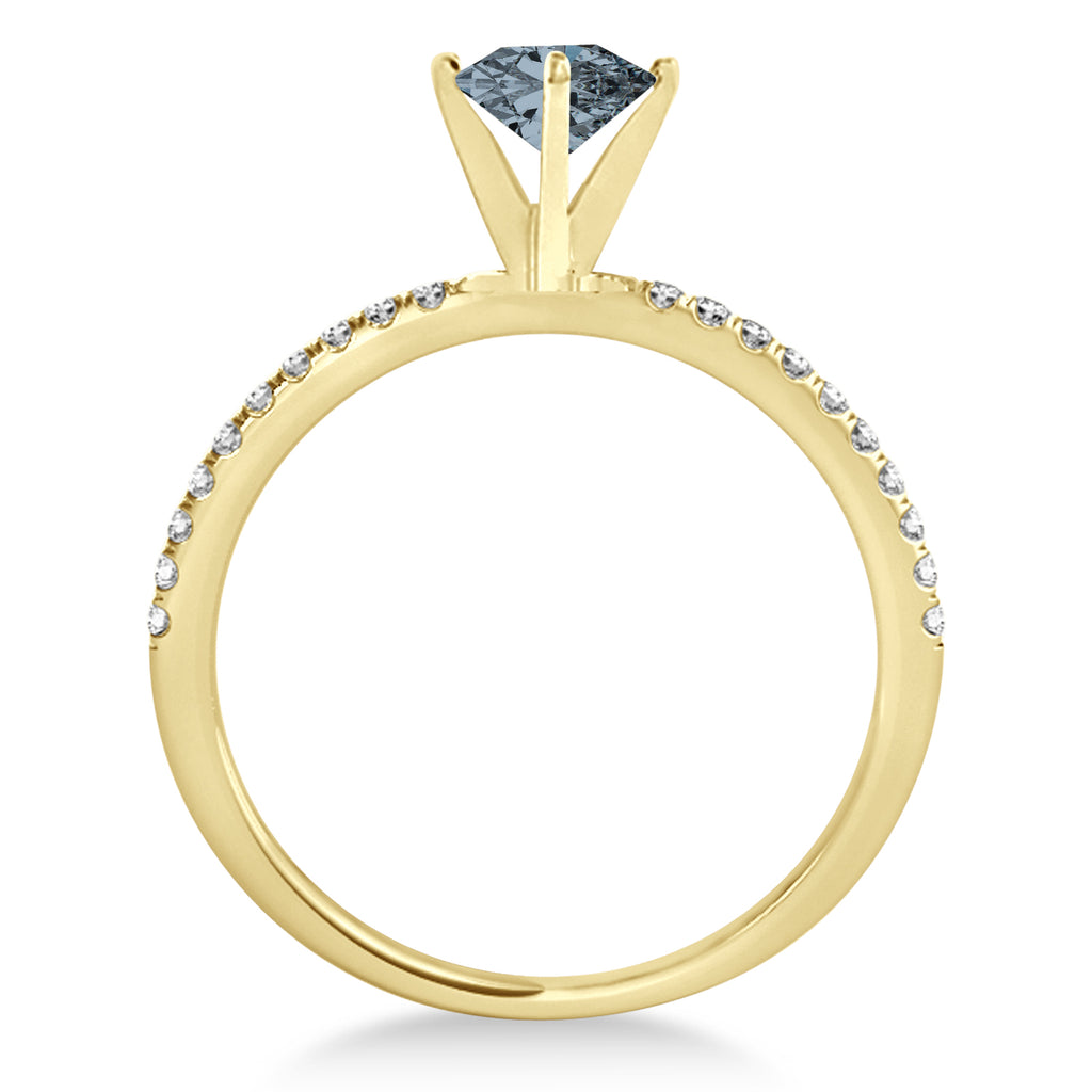 Gray Spinel & Diamond Accented Oval Shape Engagement Ring 14k Yellow Gold (2.50ct)