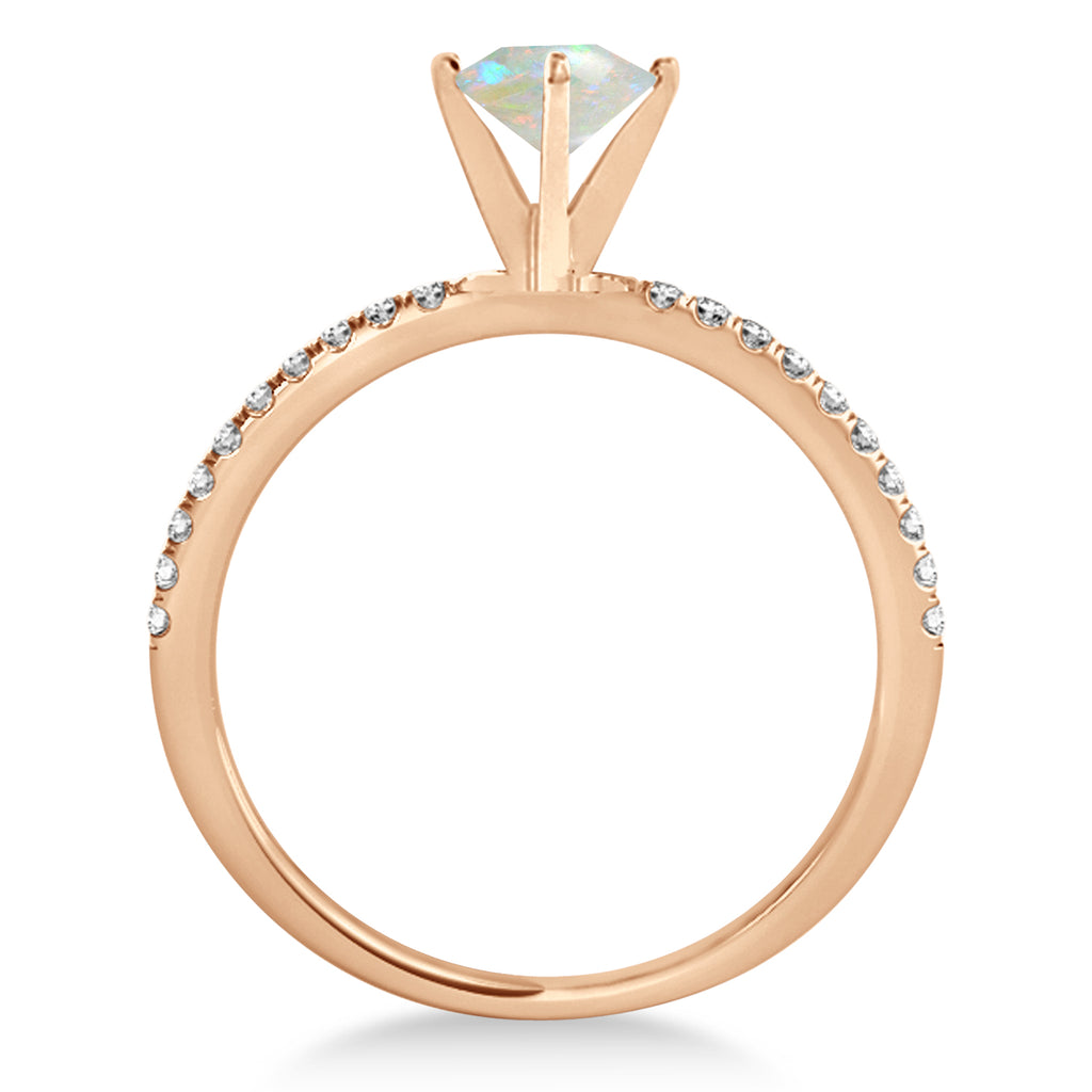 Opal & Diamond Accented Oval Shape Engagement Ring 18k Rose Gold (2.50ct)