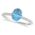 Blue Topaz & Diamond Accented Oval Shape Engagement Ring 18k White Gold (2.50ct)