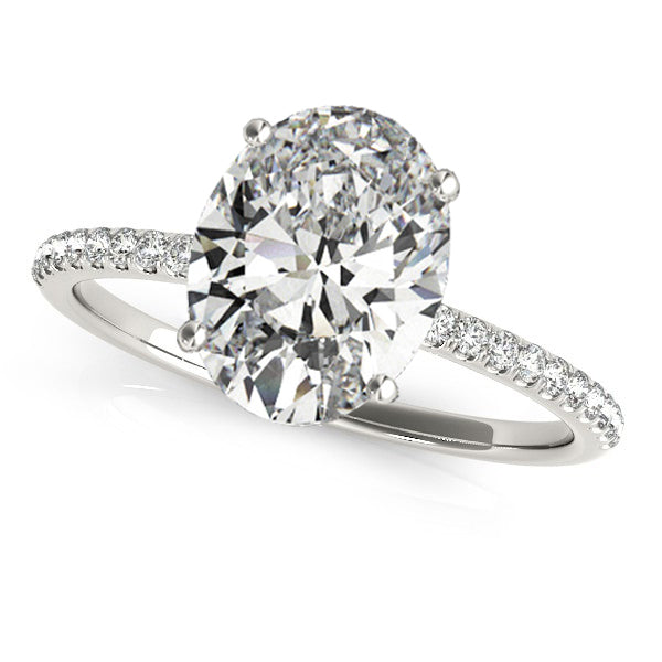 Diamond Accented Oval Shape Engagement Ring 18k White Gold (2.50ct)