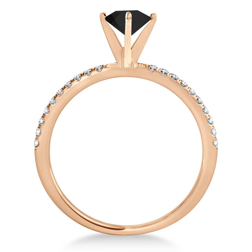 Black & White Diamond Accented Oval Shape Engagement Ring 14k Rose Gold (3.00ct)