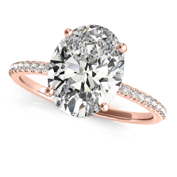 Diamond Accented Oval Shape Engagement Ring 14k Rose Gold (3.00ct)