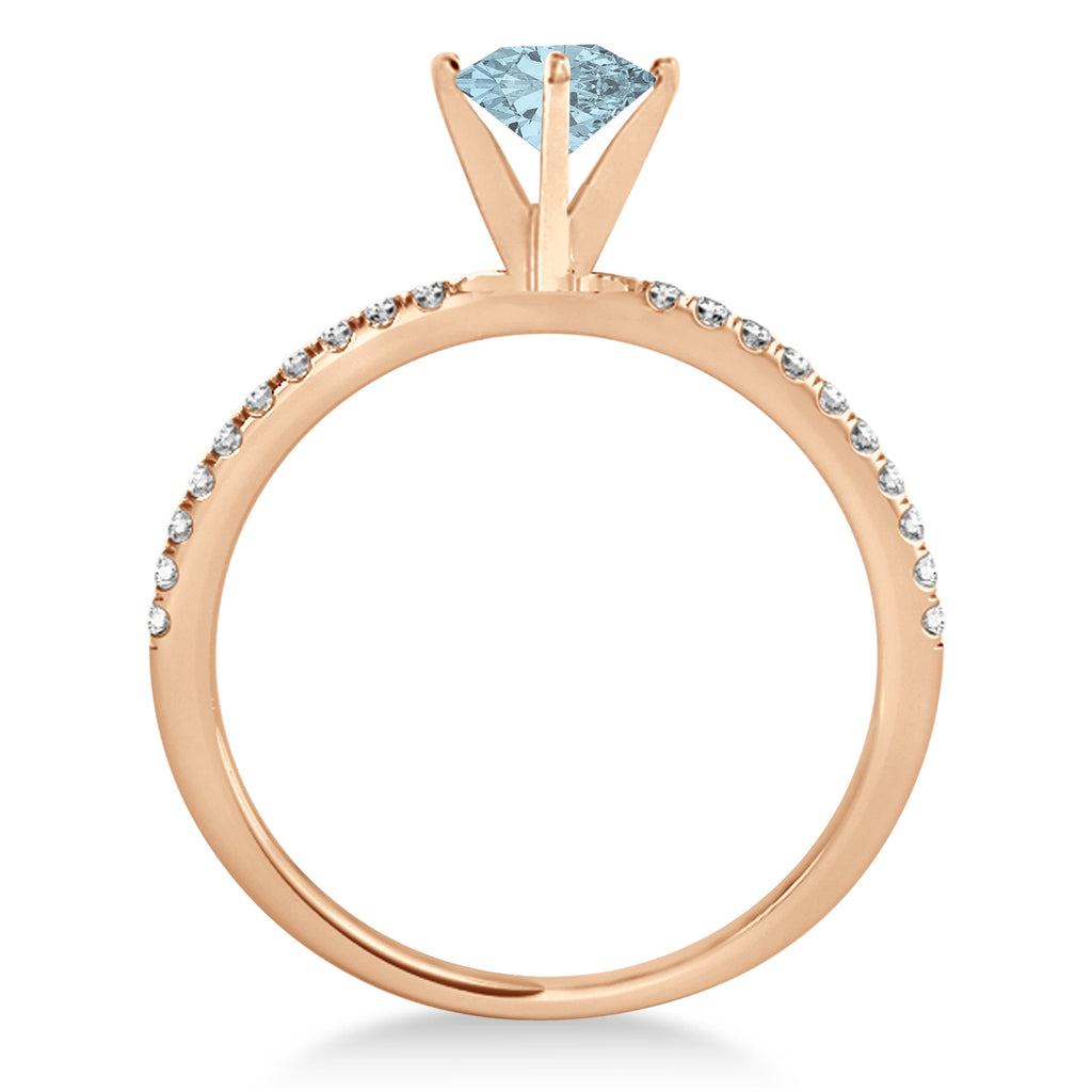 Aquamarine & Diamond Accented Oval Shape Engagement Ring 18k Rose Gold (3.00ct)