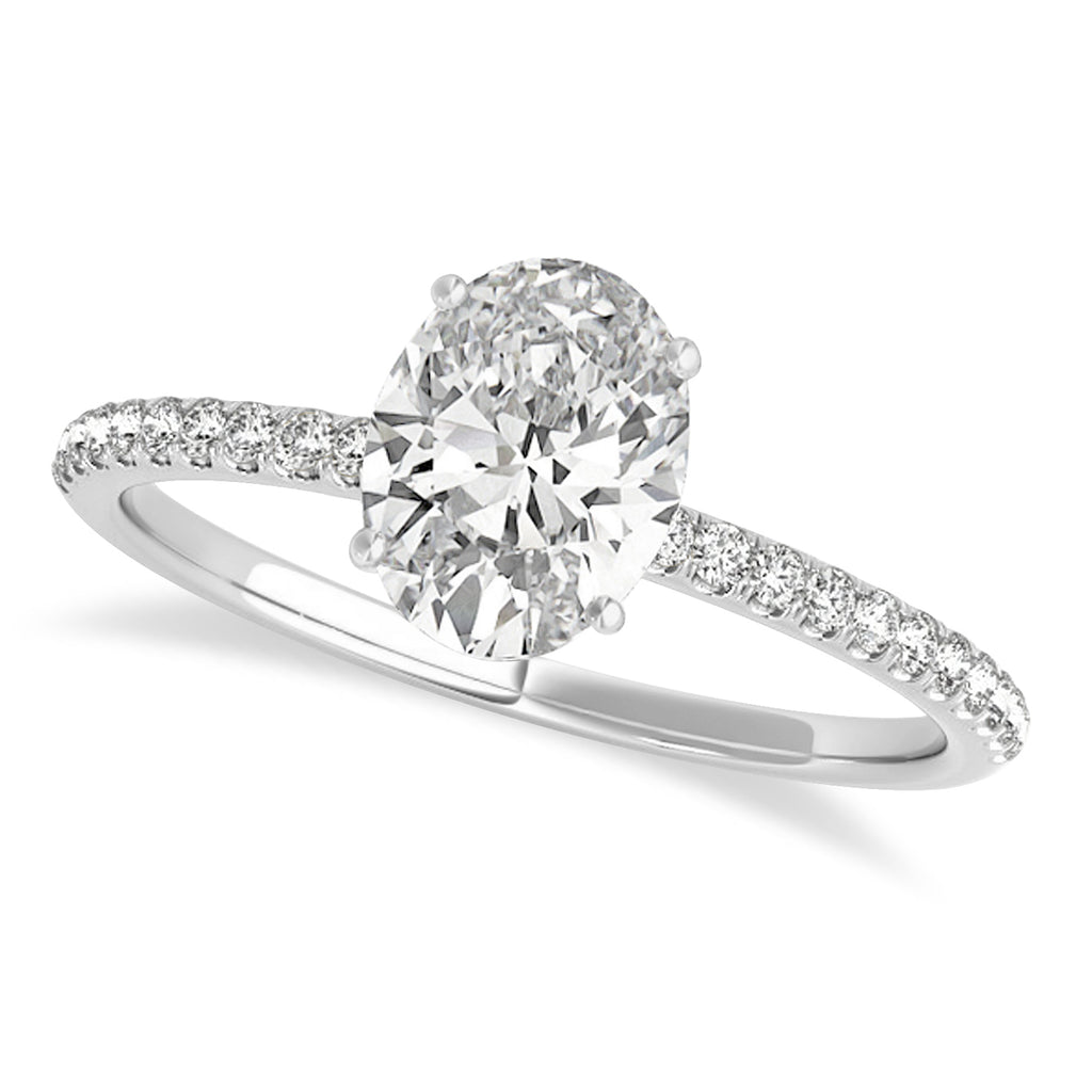 Lab Diamond Accented Oval Shape Engagement Ring 18k White Gold (3.00ct)