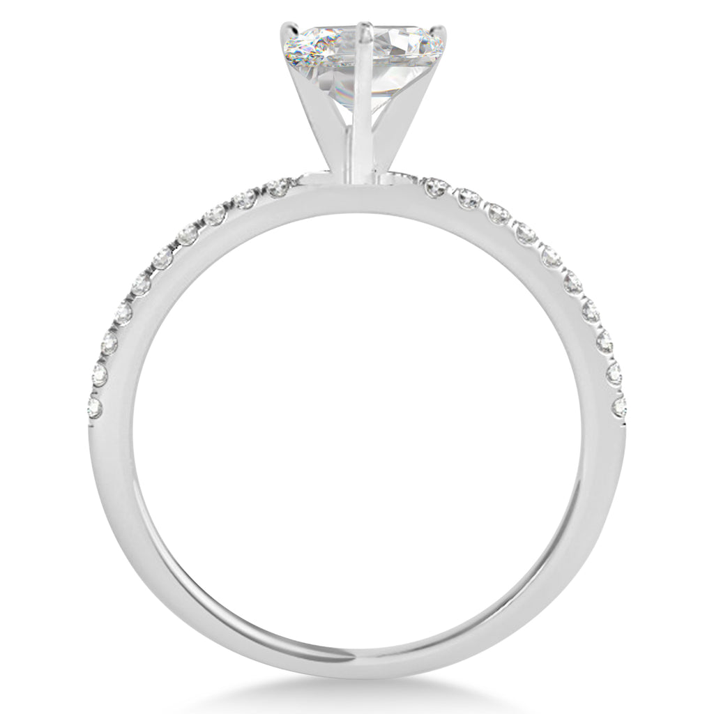 Diamond Accented Oval Shape Engagement Ring 18k White Gold (3.00ct)