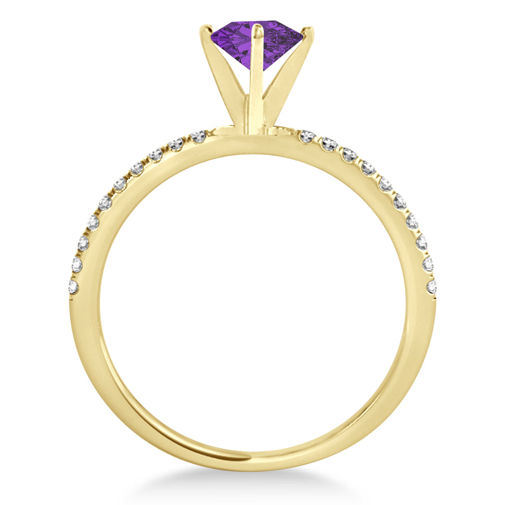 Amethyst & Diamond Accented Oval Shape Engagement Ring 18k Yellow Gold (3.00ct)