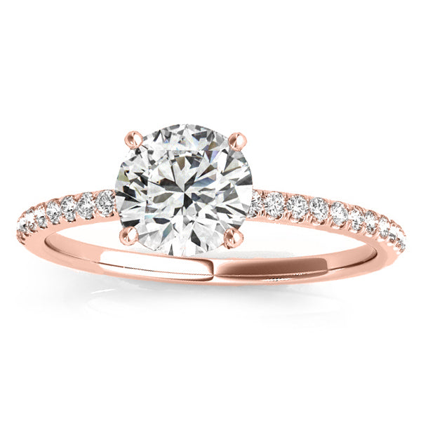 Lab Diamond Accented Engagement Ring Setting 14k Rose Gold (0.12ct)