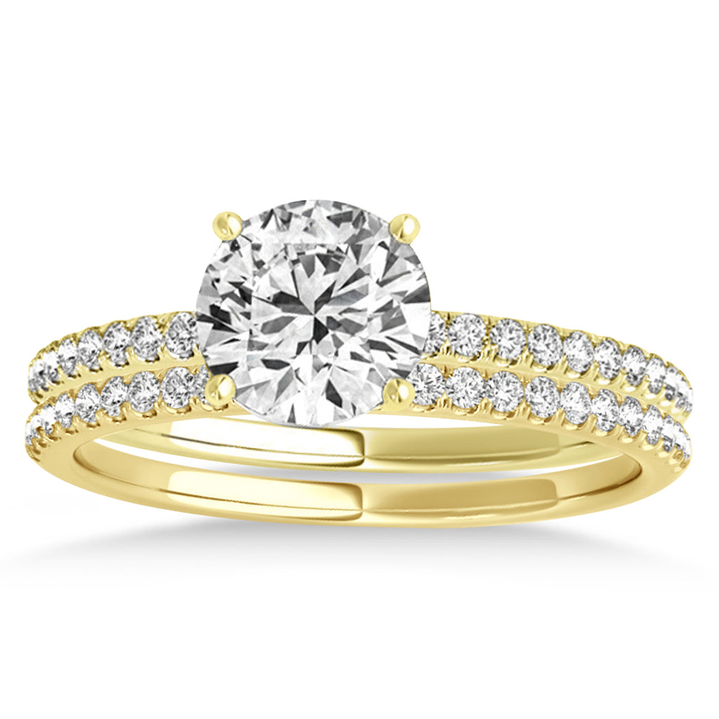 Lab Diamond Accented Bridal Set Setting 18k Yellow Gold (0.25ct)