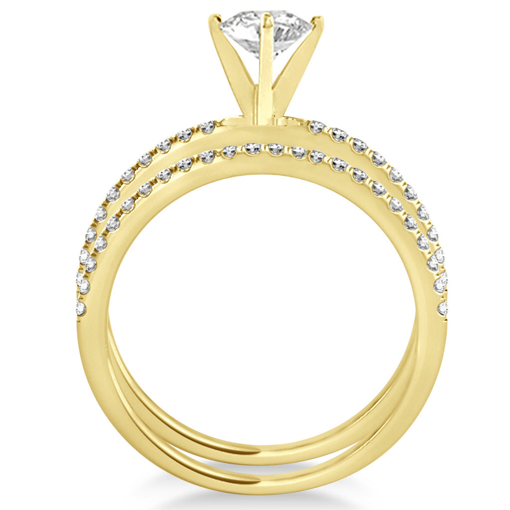 Lab Diamond Accented Bridal Set Setting 18k Yellow Gold (0.25ct)