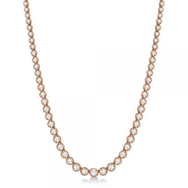 Eternity Diamond Tennis Necklace 14k Rose Gold (15.00ct)