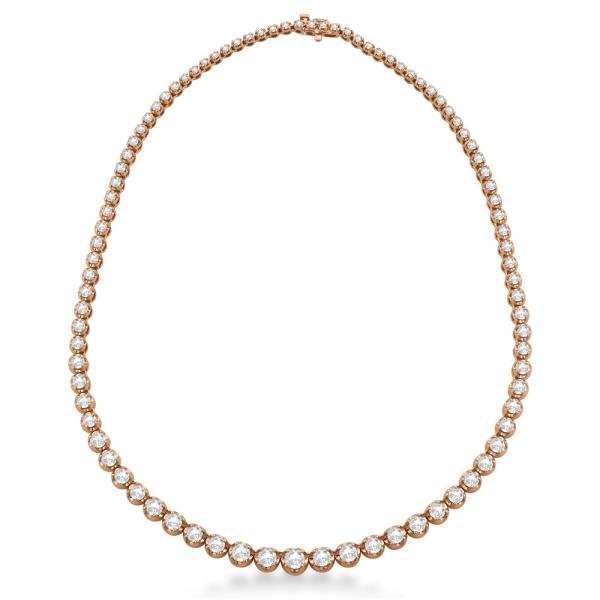 Eternity Diamond Tennis Necklace 14k Rose Gold (15.00ct)