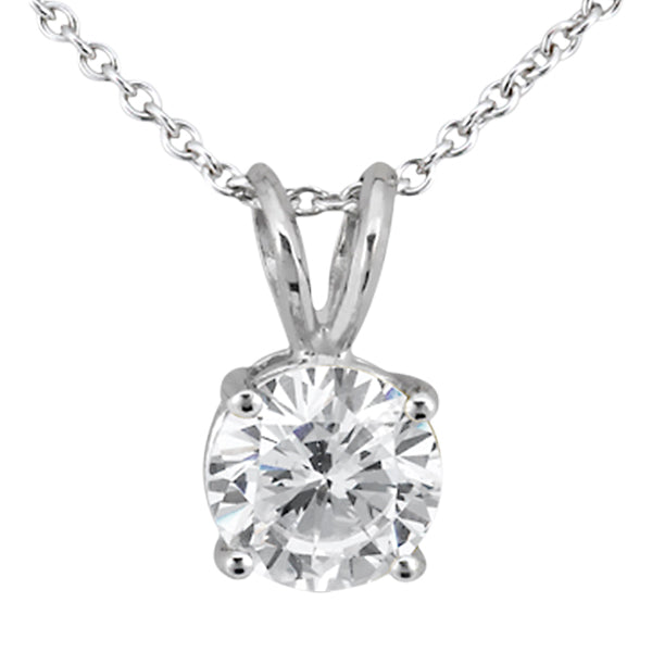 0.50ct. Round Diamond Solitaire Pendant in 18k White Gold (H, VS2)