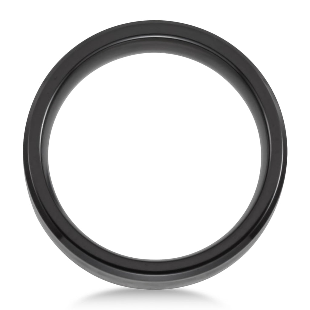 Men's Wedding Band Black Titanium with Carbon Fiber Inlay (8mm)