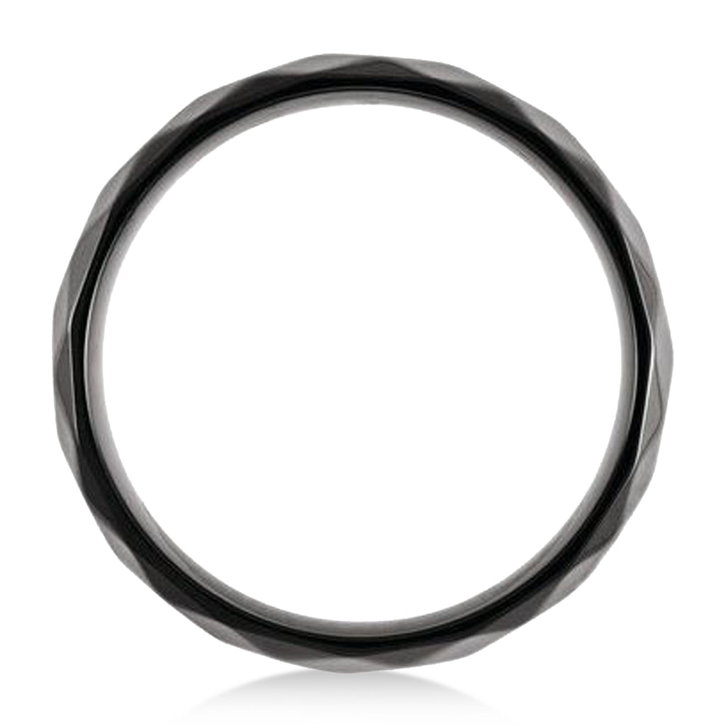 Men's Domed Polished Finish Wedding Ring Band Black PVD Titanium (6mm)