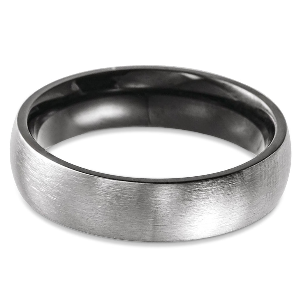 Satin Finish Dome Wedding Ring Band Black PVD Titanium (6mm)