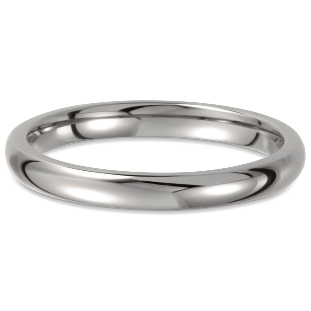 Women's Shiny Domed Titanium Wedding Ring Band (3mm)