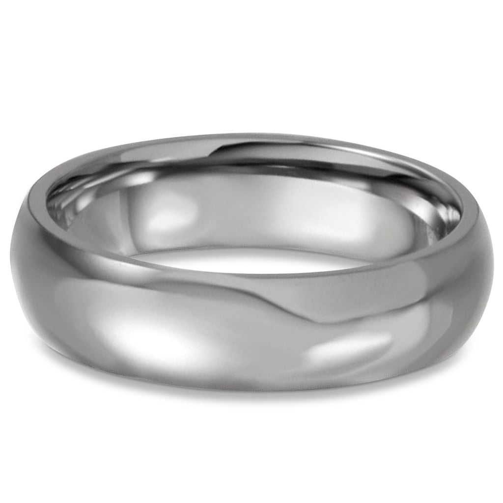 Men's Shiny Domed Titanium Wedding Ring Band (6mm)