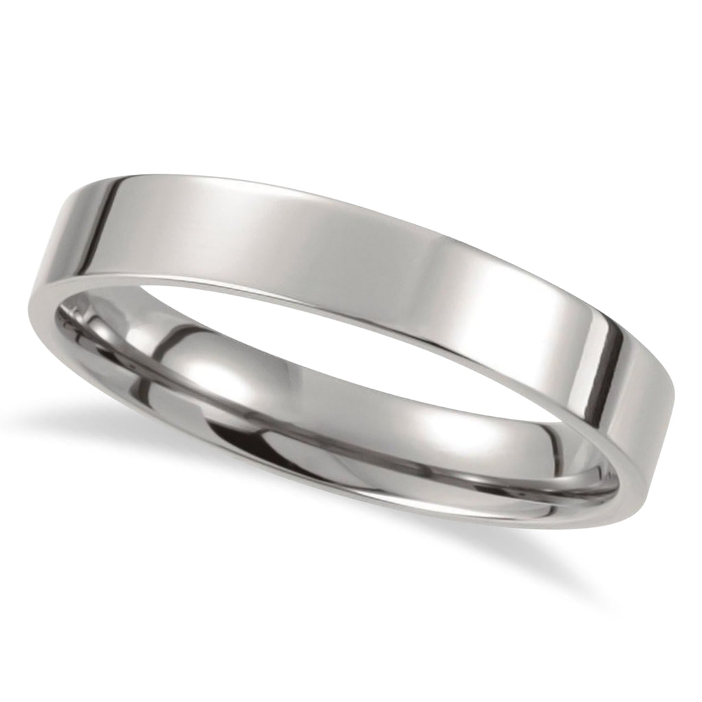 Men's Shiny Flat Wedding Ring Titanium Band (4mm)