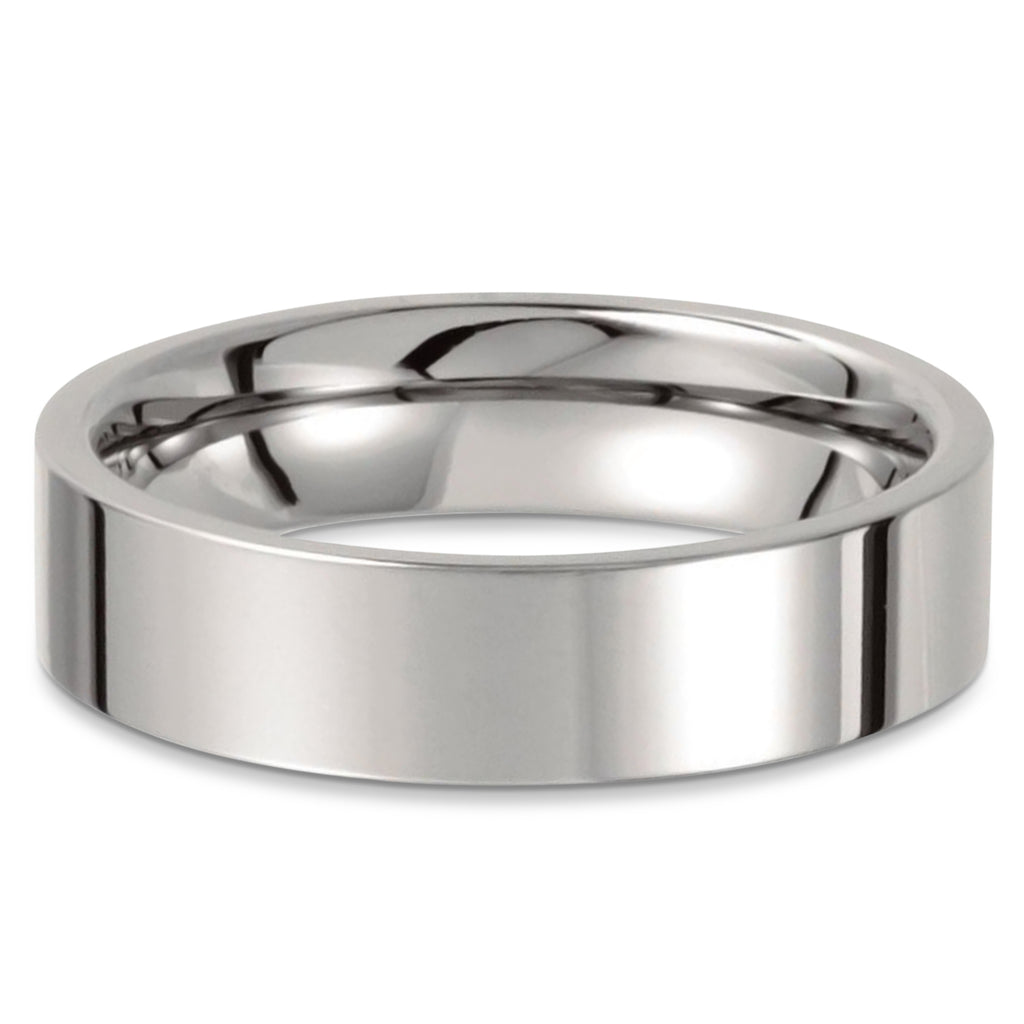 Men's Shiny Flat Wedding Ring Titanium Band (6mm)