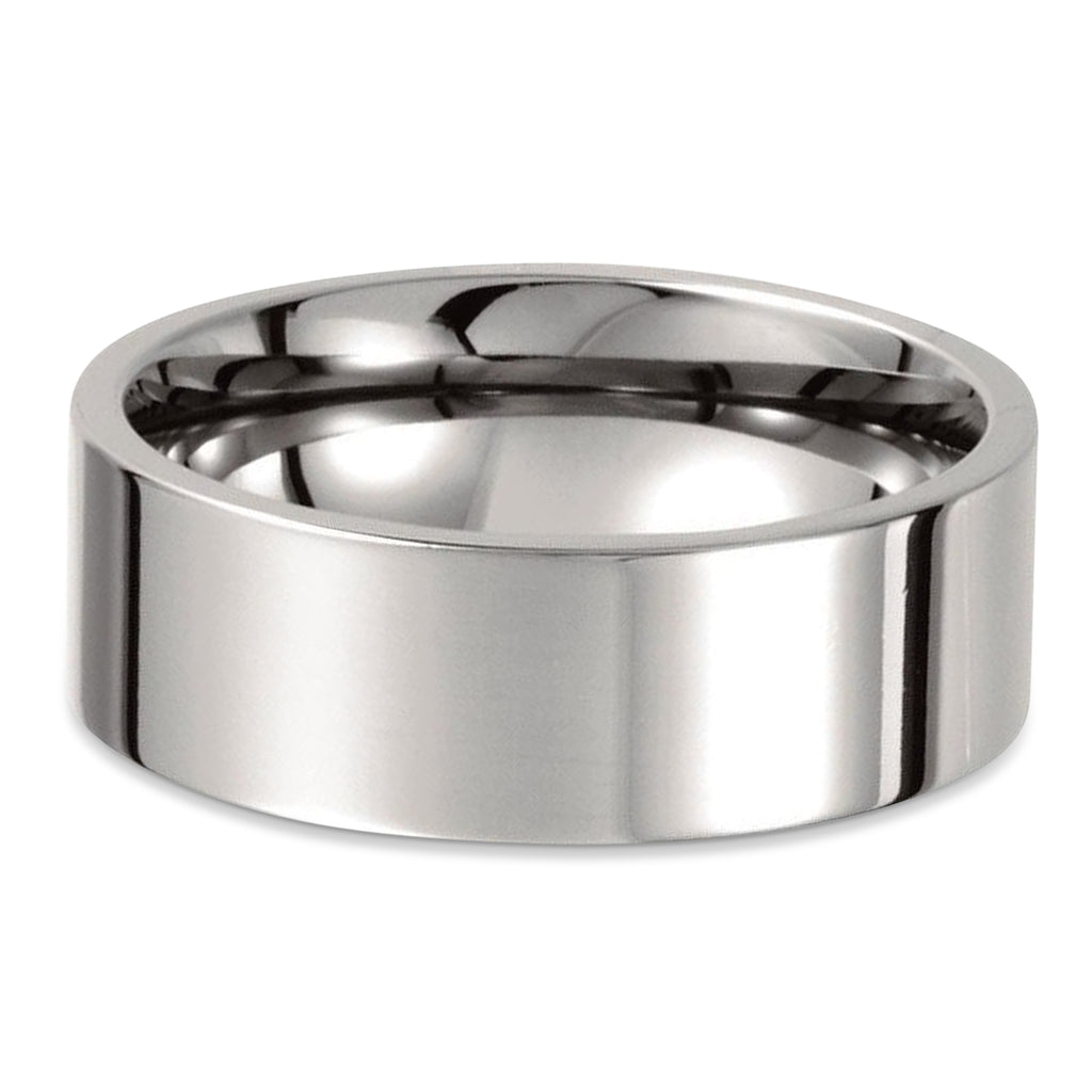 Men's Shiny Flat Wedding Ring Titanium Band (8mm)