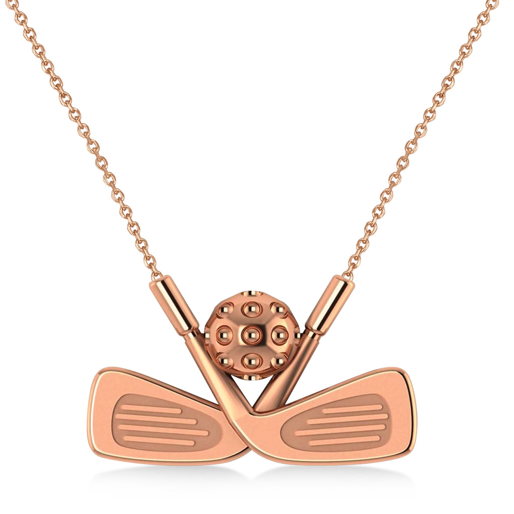 Golf Club Men's Pendant Necklace 14K Rose Gold