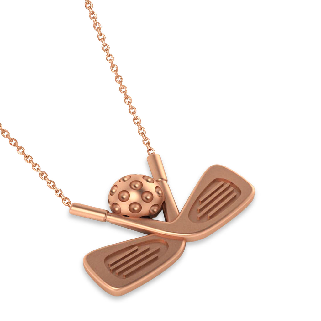 Golf Club Men's Pendant Necklace 14K Rose Gold