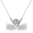 Golf Club Men's Pendant Necklace 14K White Gold