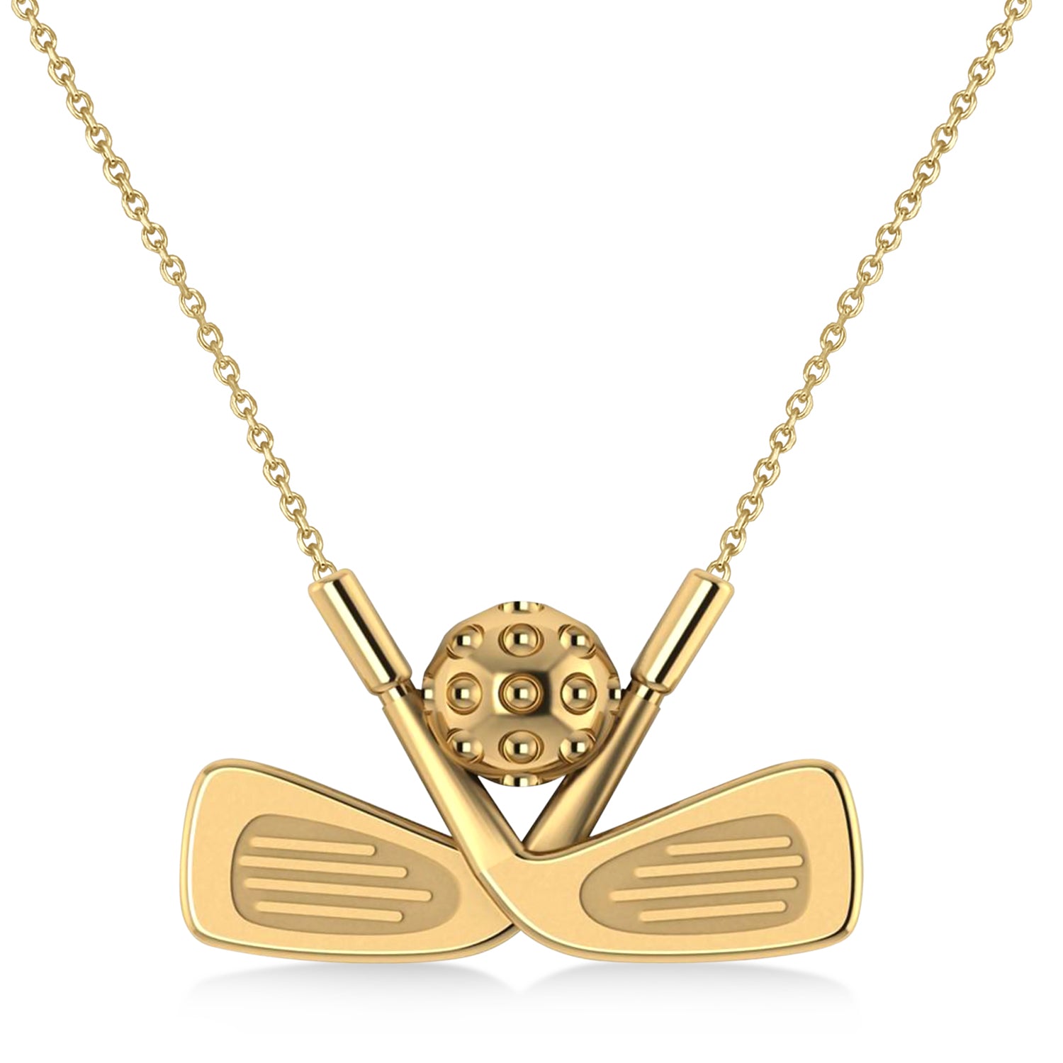 Golf Club Men's Pendant Necklace 14K Yellow Gold-Allurez