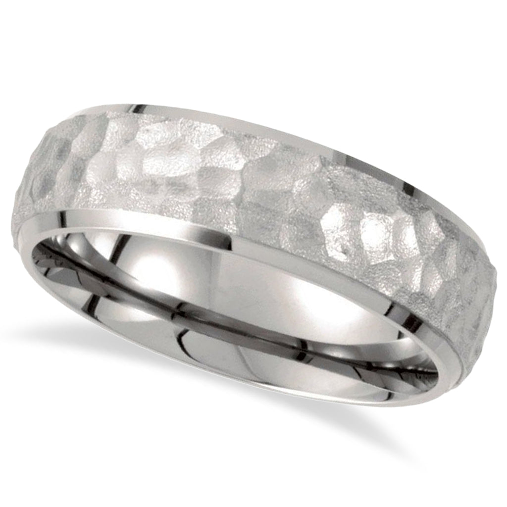 Men's Hammered Finish Wedding Ring Titanium (7mm)