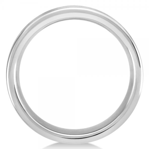 Men's Flat Ridged Wedding Ring Band in White Tungsten (8.3mm)