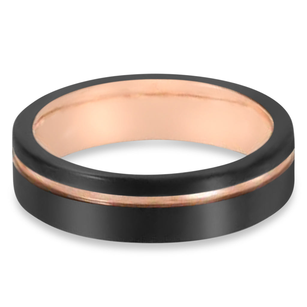 Men's Black & 18K Rose Gold PVD Tungsten Band (6mm)