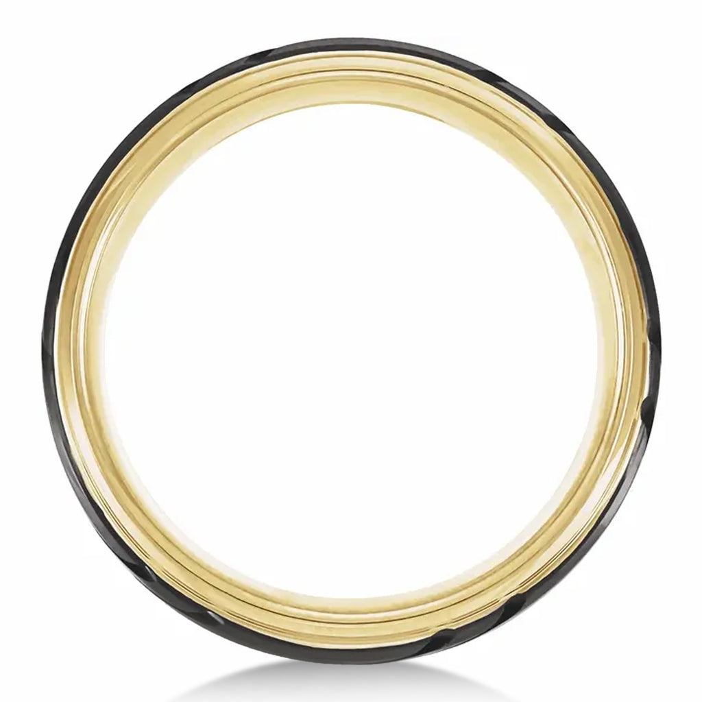 Tungsten Wedding Band Black PVD & 18K Yellow Gold PVD (8mm)