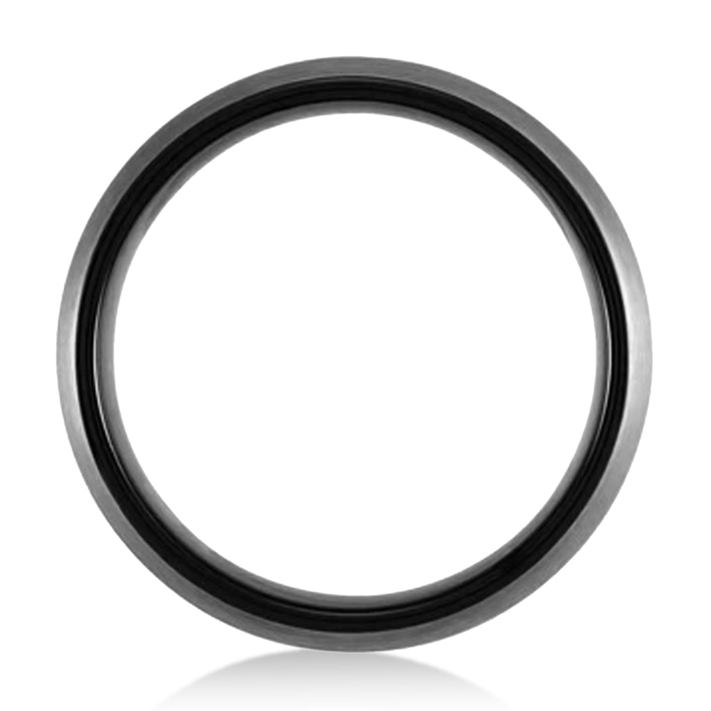 Men's Satin Finish Dome Wedding Ring Band Black PVD Tungsten (8mm)