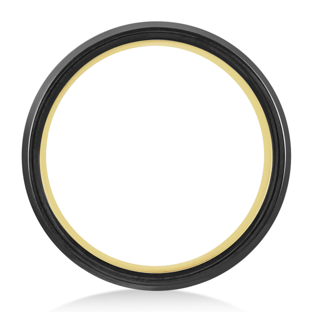 Men's Grooved 18K Yellow Gold PVD & Black PVD Tungsten Band (7mm)