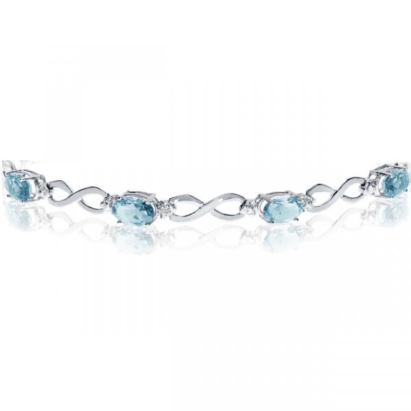 Oval Aquamarine & Diamond Infinity Bracelet in 14k White Gold 4.53ct