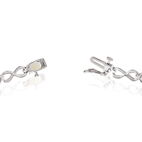 Oval Cut Opal & Diamond Infinity Bracelet in 14k White Gold (4.53ct)