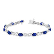 Lab Blue Sapphire & Lab Diamond XOXO Link Bracelet in 14k White Gold (6.65ct)