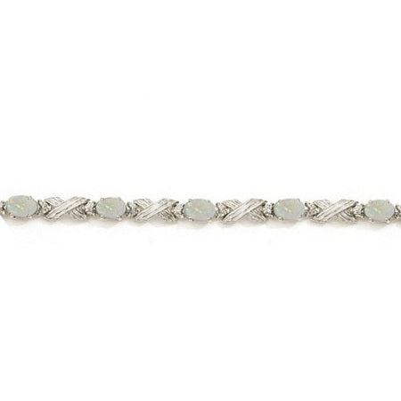 Opal & Diamond XOXO Link Bracelet in 14k White Gold (6.65ct)