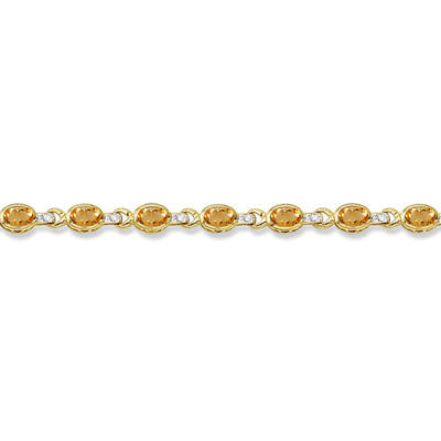 Oval Citrine & Diamond Link Bracelet 14k Yellow Gold (9.62ctw)