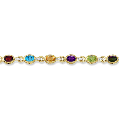 Diamond & Multicolor Gemstone Bracelet 14k Yellow Gold (9.62ctw)