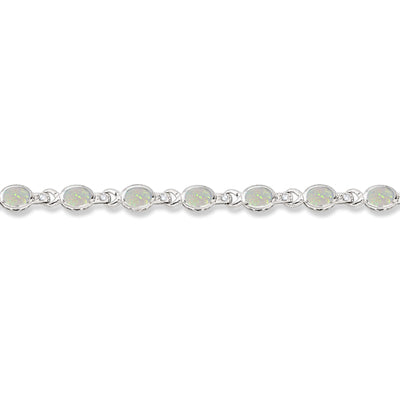 Oval Opal & Diamond Link Bracelet 14k White Gold (9.62ctw)