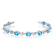 Oval Blue Topaz & Diamond Link Bracelet 14k White Gold (9.62ctw)