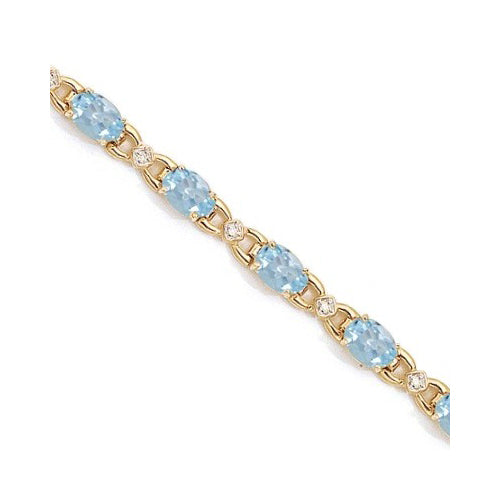Diamond and Aquamarine Bracelet 14k Yellow Gold (10.26 ctw)